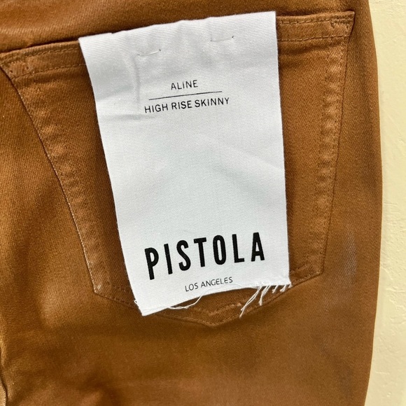 NWT Pistola Aline High Rise Skinny Coated Jeans Cognac Color Size 24 - Picture 9 of 14